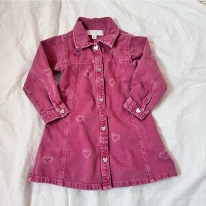 Zara heart embroidered pink button down dress size 4 pink
